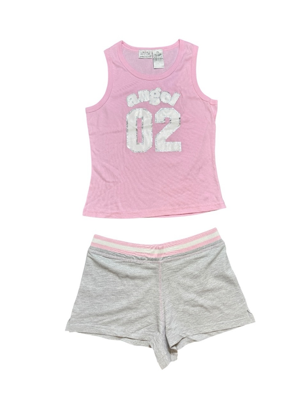 Y2K Princess Eve Angel 02 Number Pink + Gray Tank + Short Set Size Small
